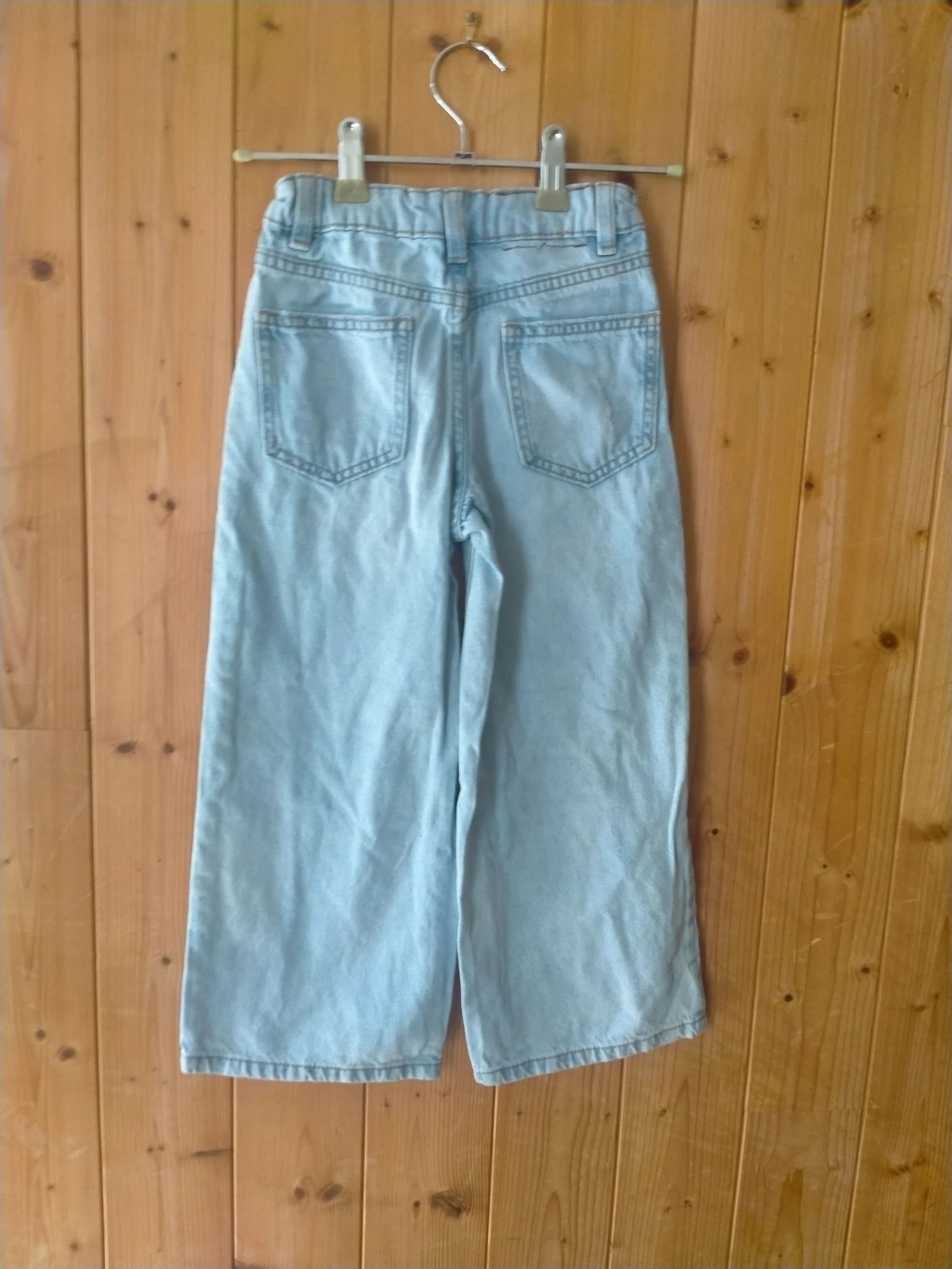 Trendy light blue denim wide-leg jeans for girls by Kiabi, 6 years old – photo 2